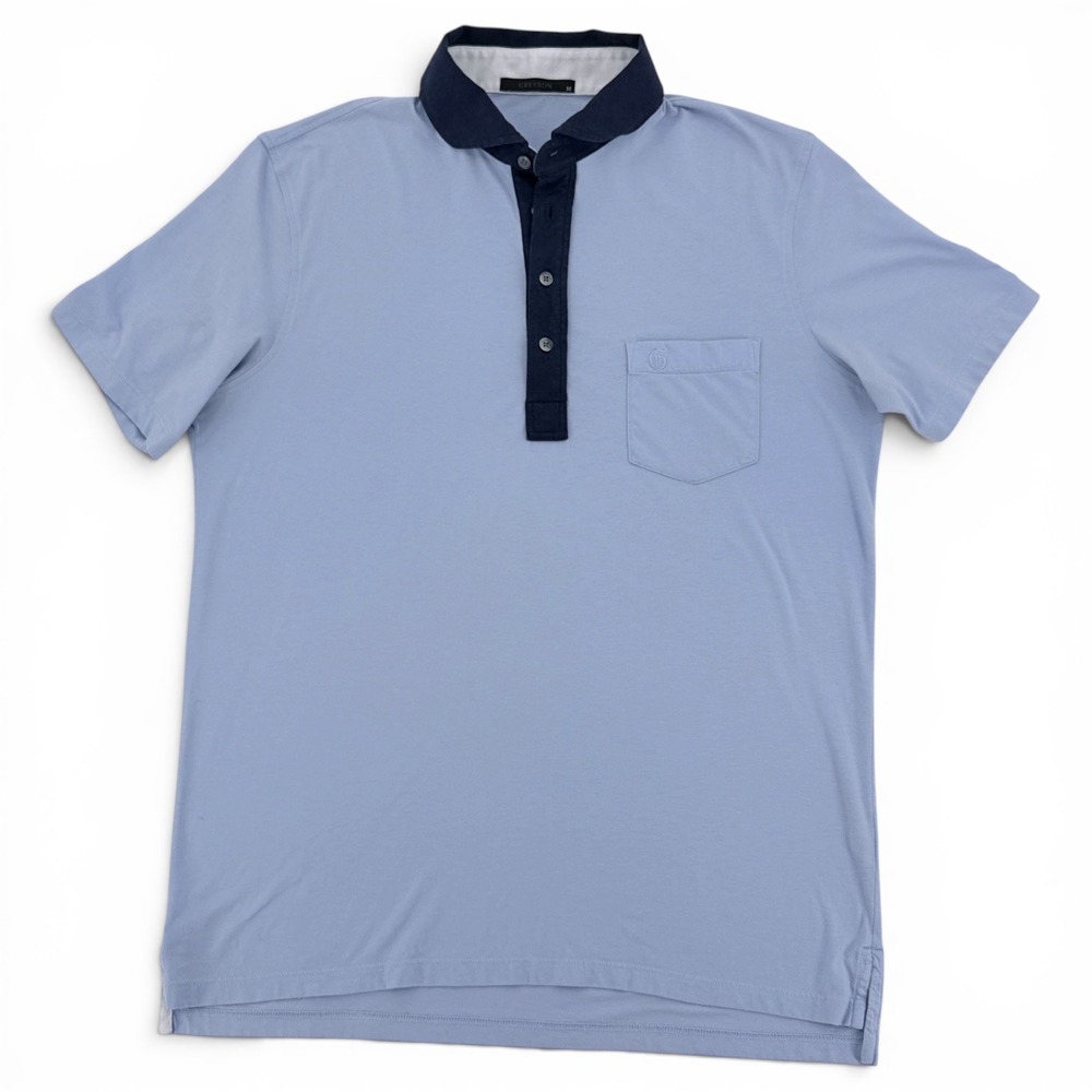 Greyson Spirit Polo Shirt Mens Medium Blue Navy Short Sleeve Pocket